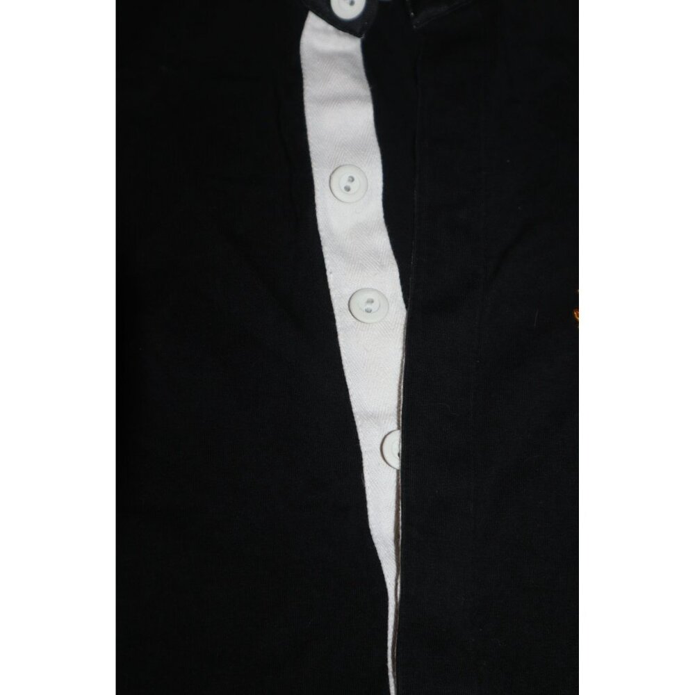 Vintage Ralph Lauren Rugby Black Pullover Henley Skull Crossbones Button-Up L - Picture 5 of 10